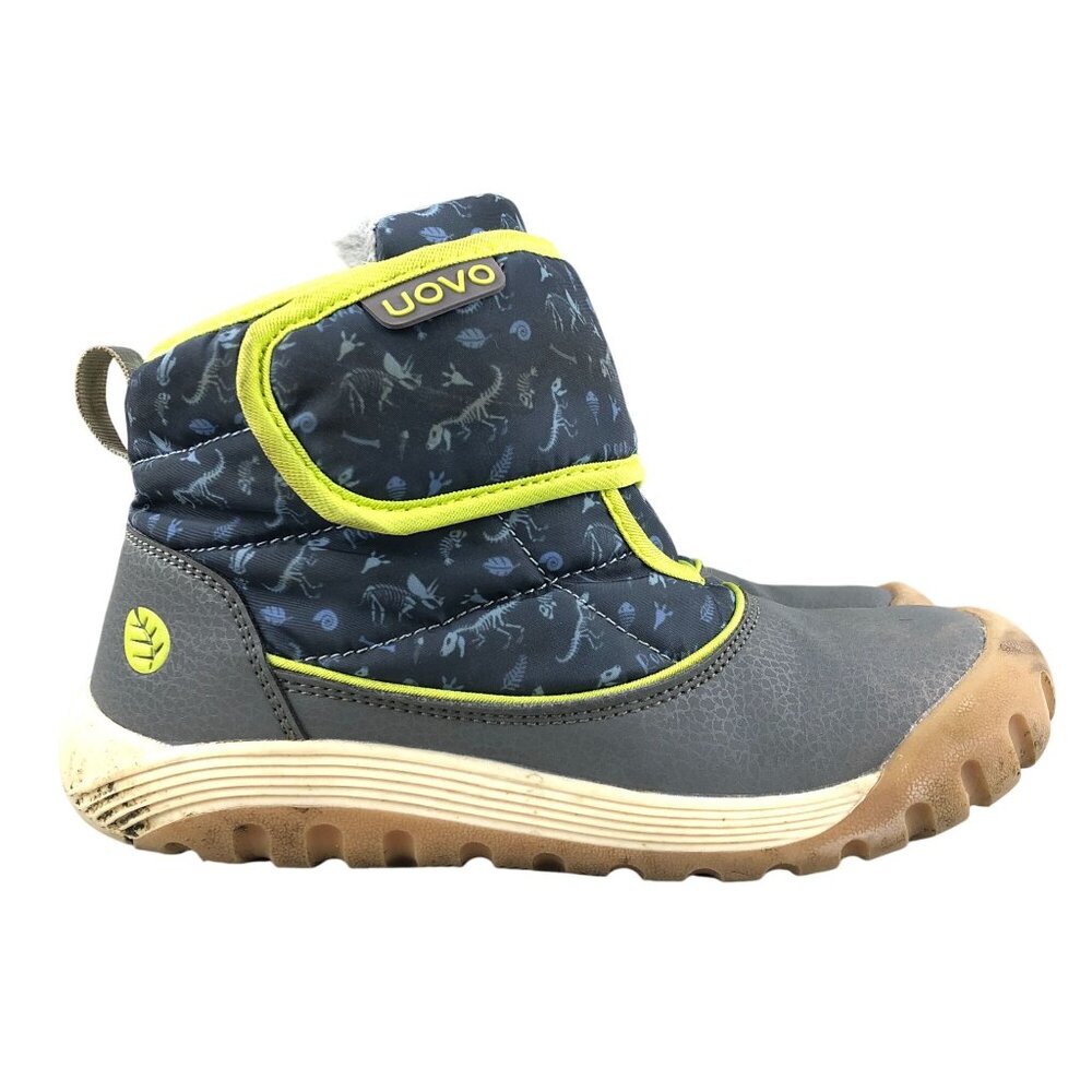 Uovo Kid's Size 33 Grey Lined Interior Hook & Loop Easy On Winter Ankle Boots
